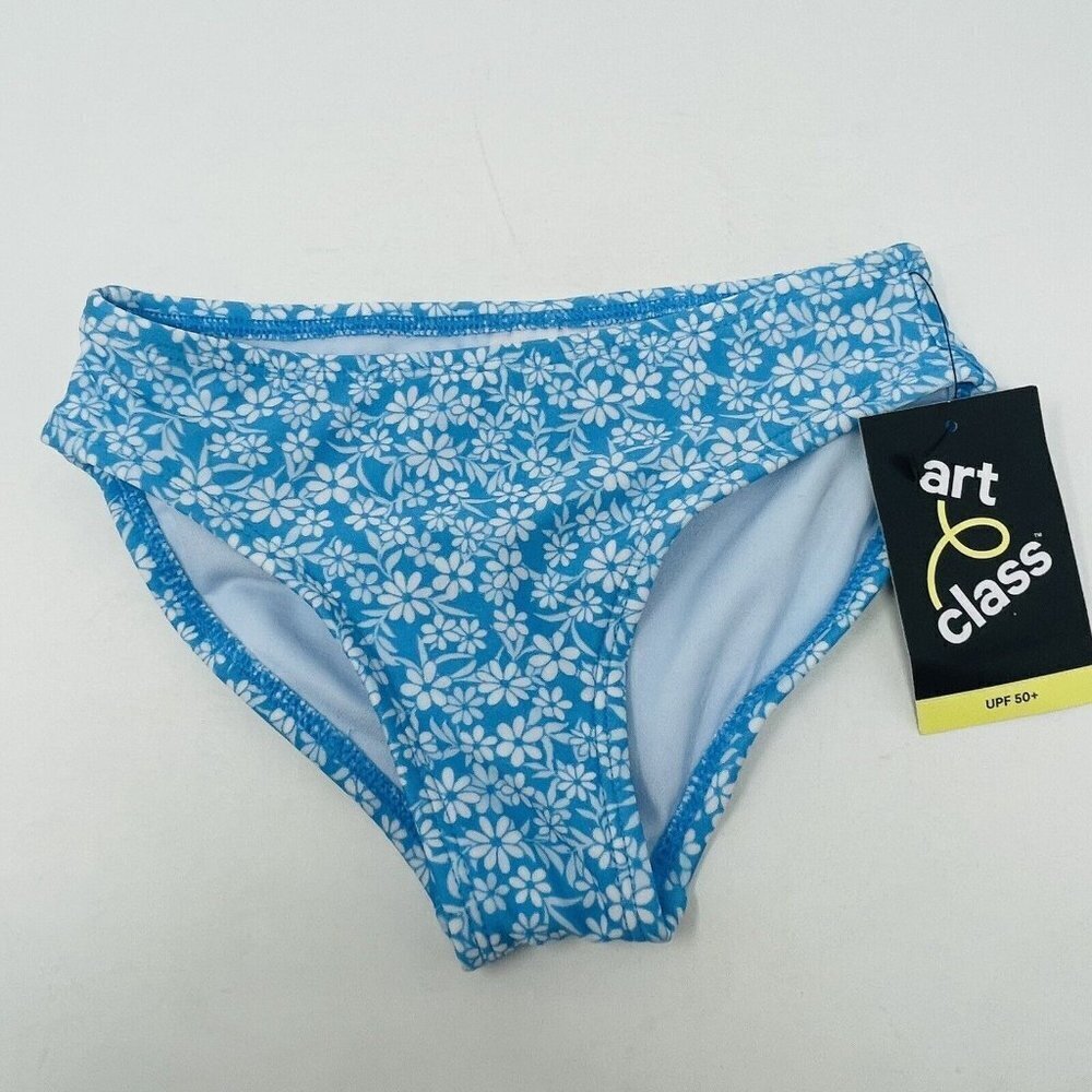 Art Class Girls Size Small 6/7 Daisy Floral‎ Print Bikini Bottom Blue/White 1531